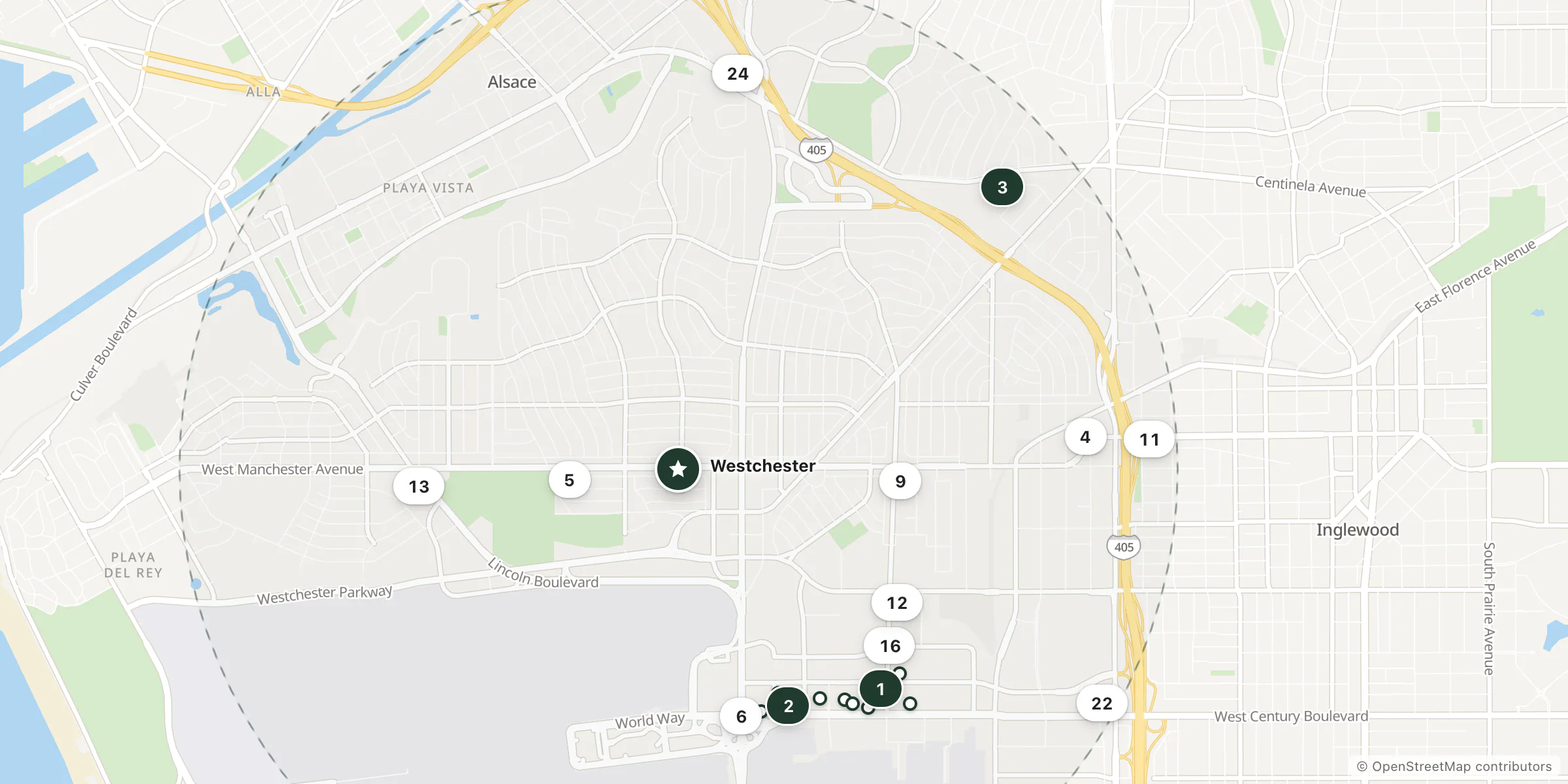 Map of hotels near Westchester