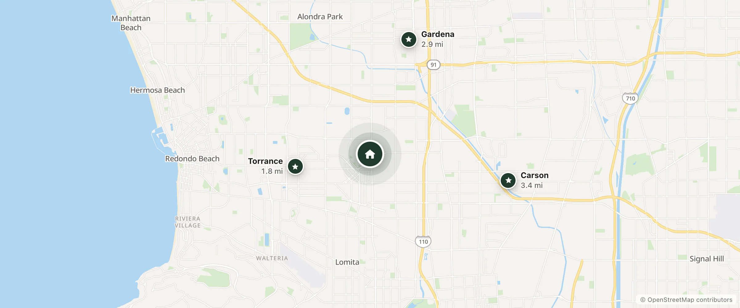 Map of Redac Gateway Hotel and nearby Torrance, Gardena and Carson