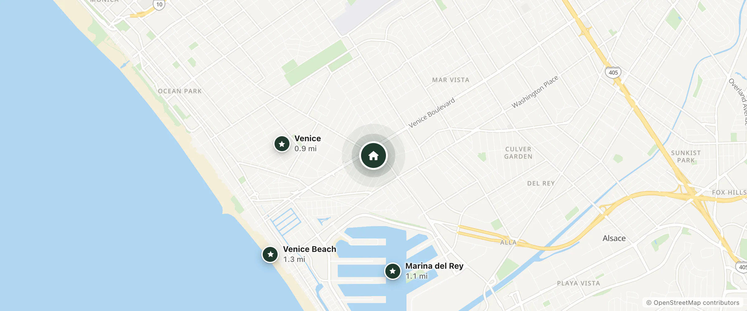 Map of Marina Seven Motel and nearby Venice, Marina del Rey and Venice Beach