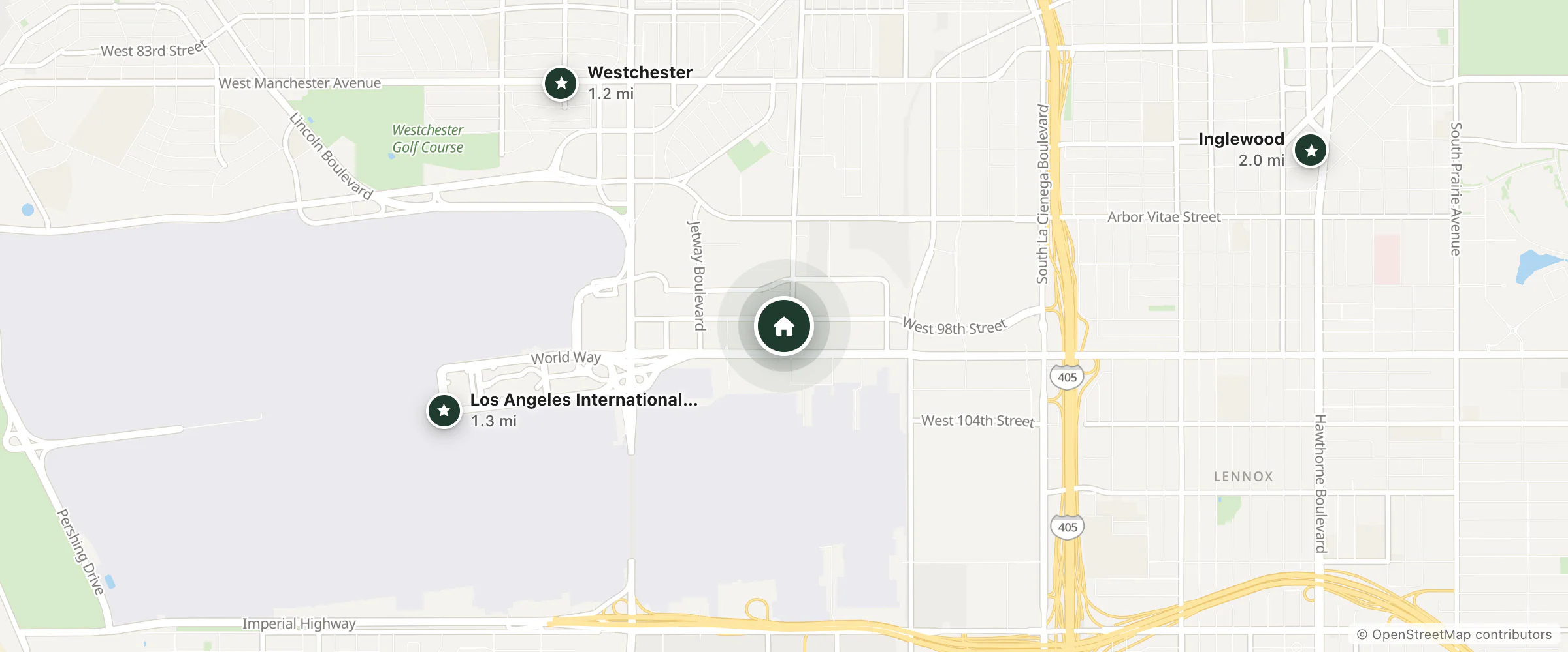 Map of Embassy Suites by Hilton Los Angeles International Airport North and nearby Westchester, Los Angeles International Airport and Inglewood