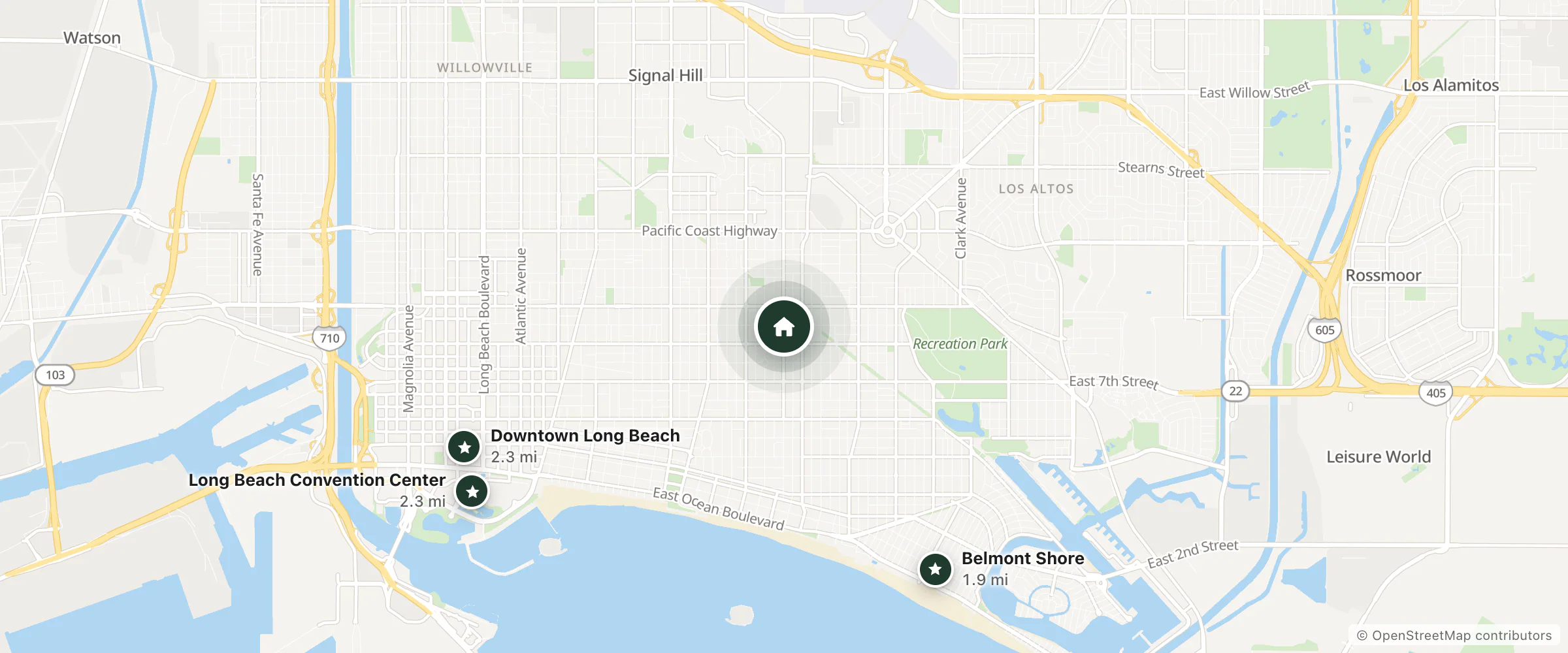 Map of Grace Hotel and nearby Belmont Shore, Downtown Long Beach and Long Beach Convention Center