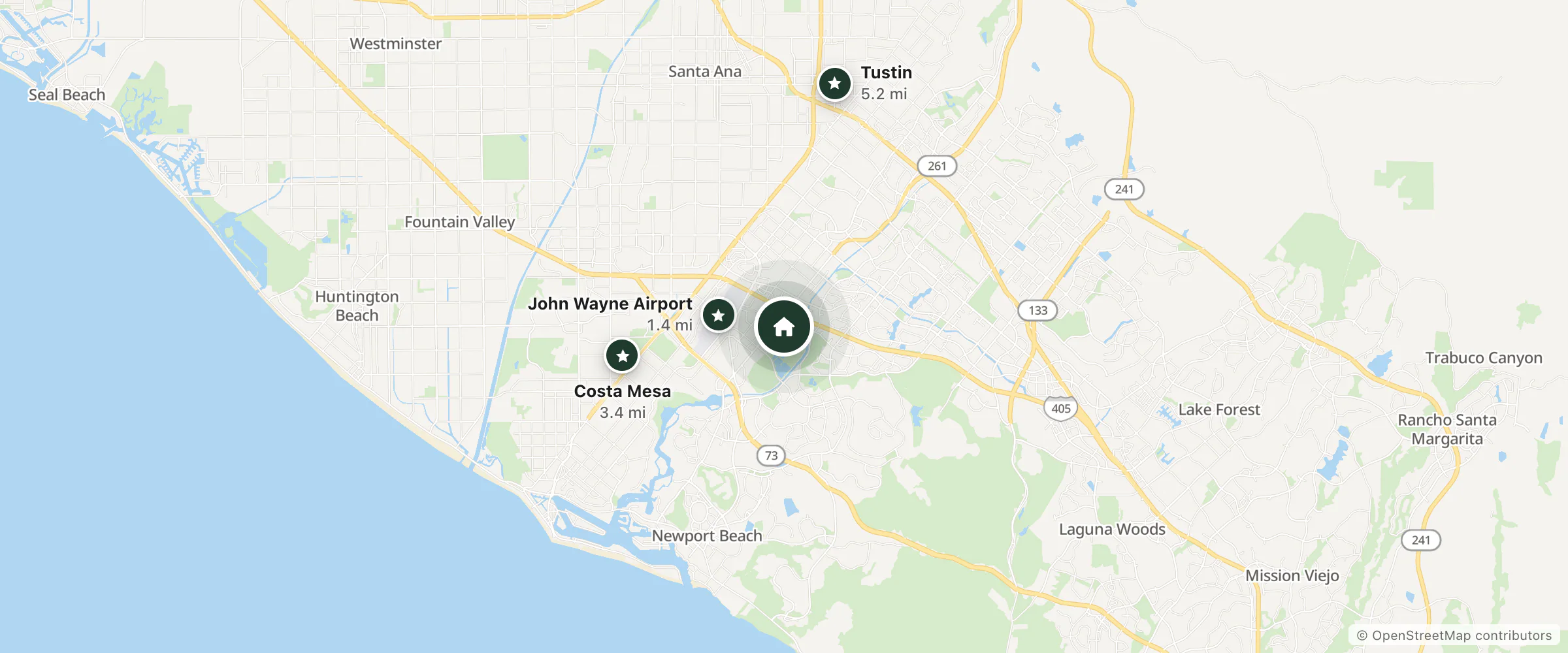 Map of AC Hotels and nearby John Wayne Airport, Costa Mesa and Tustin