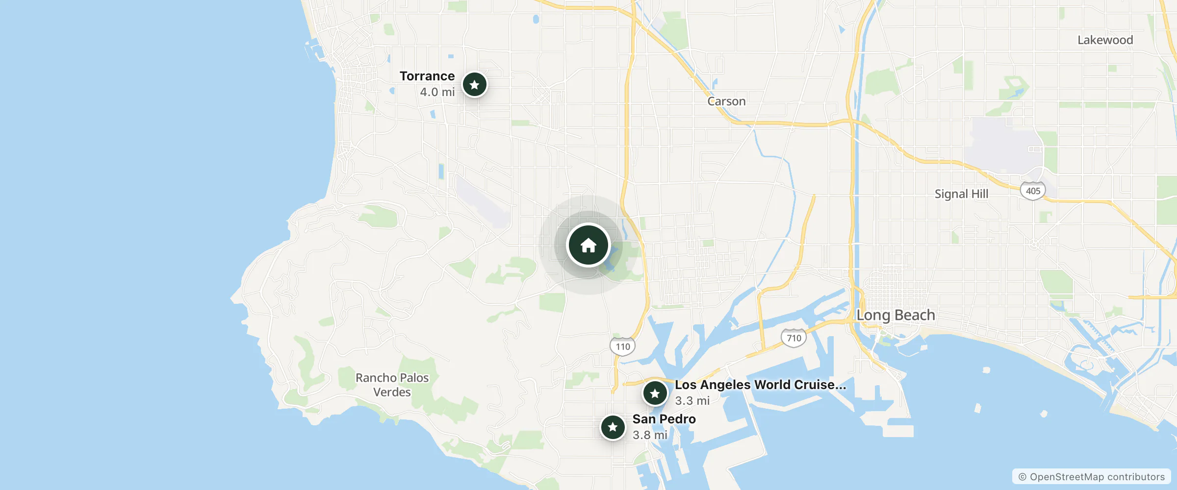 Map of Rose Inn and nearby Los Angeles World Cruise Center, San Pedro and Torrance