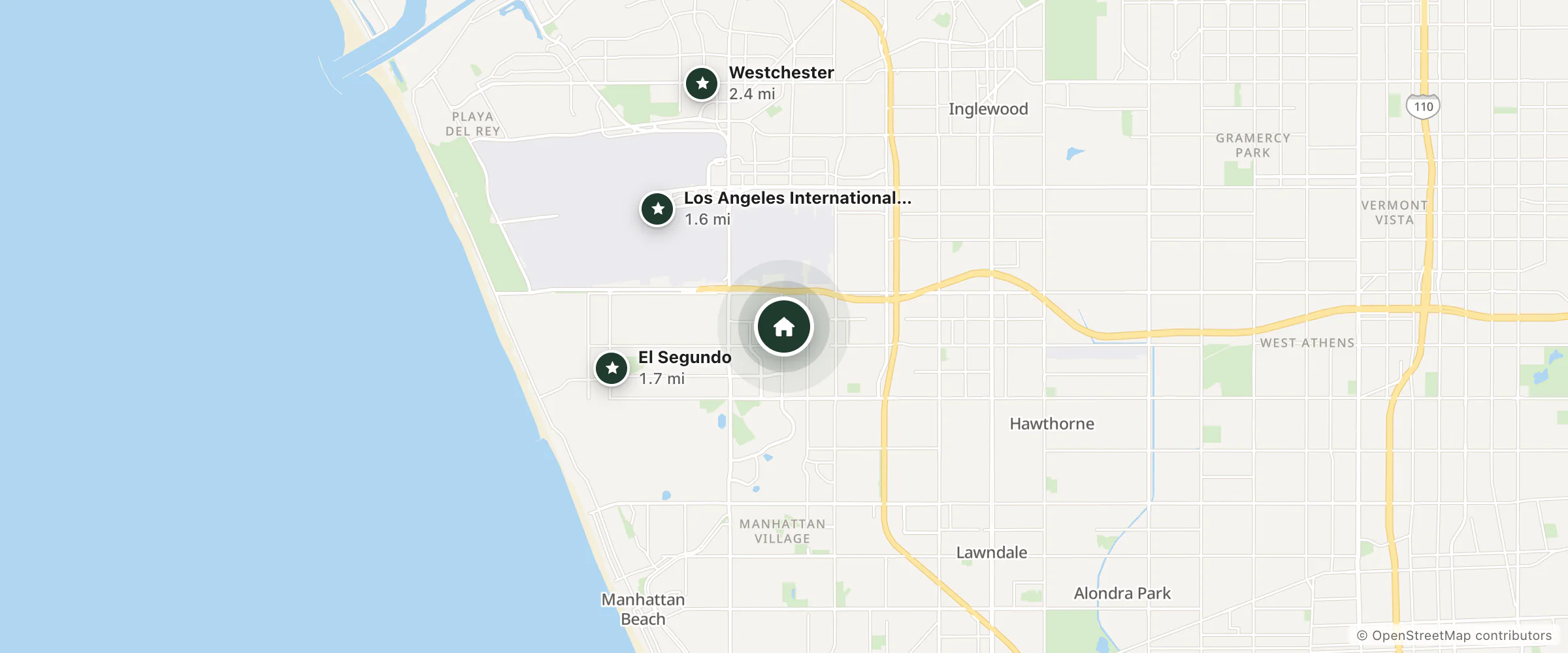 Map of Hyatt Place Los Angeles/LAX/El Segundo and nearby Los Angeles International Airport, El Segundo and Westchester