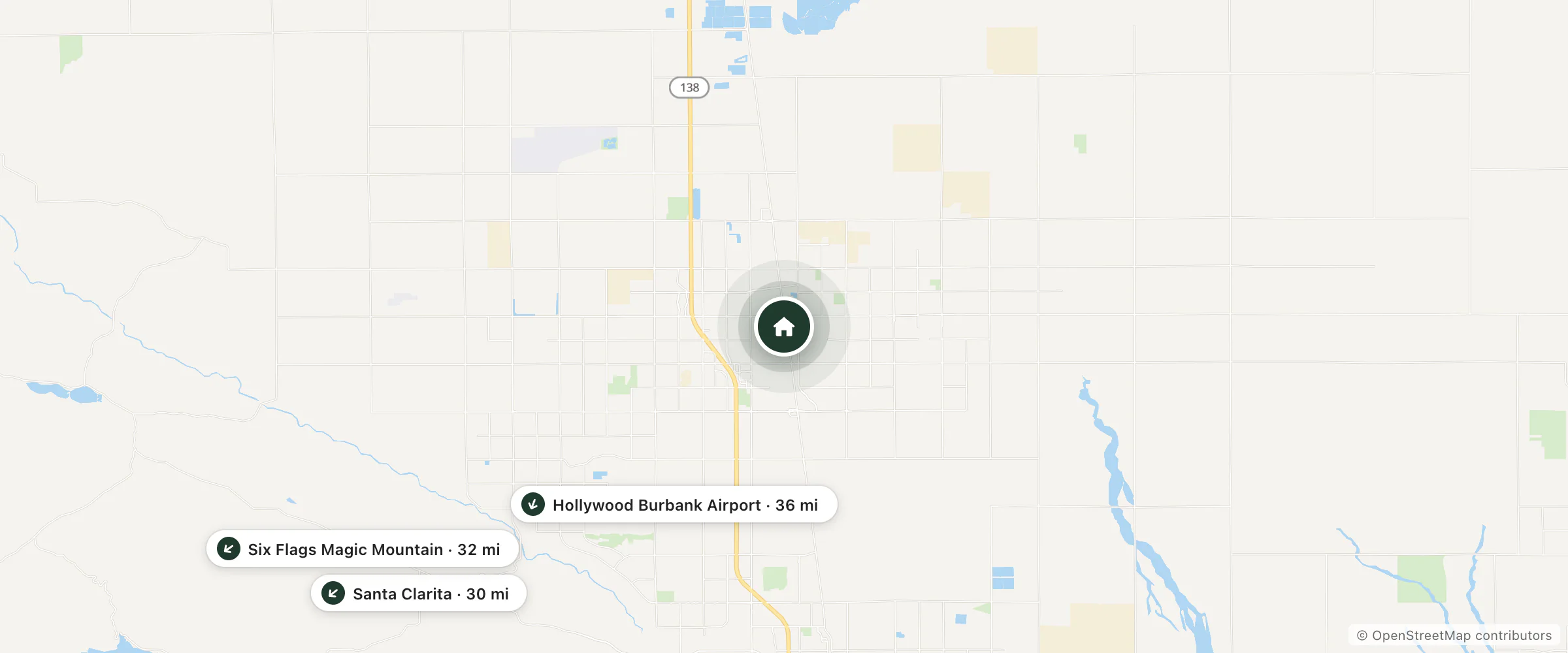 Map of Shadow Park Inns & Suites and nearby Santa Clarita, Six Flags Magic Mountain and Hollywood Burbank Airport