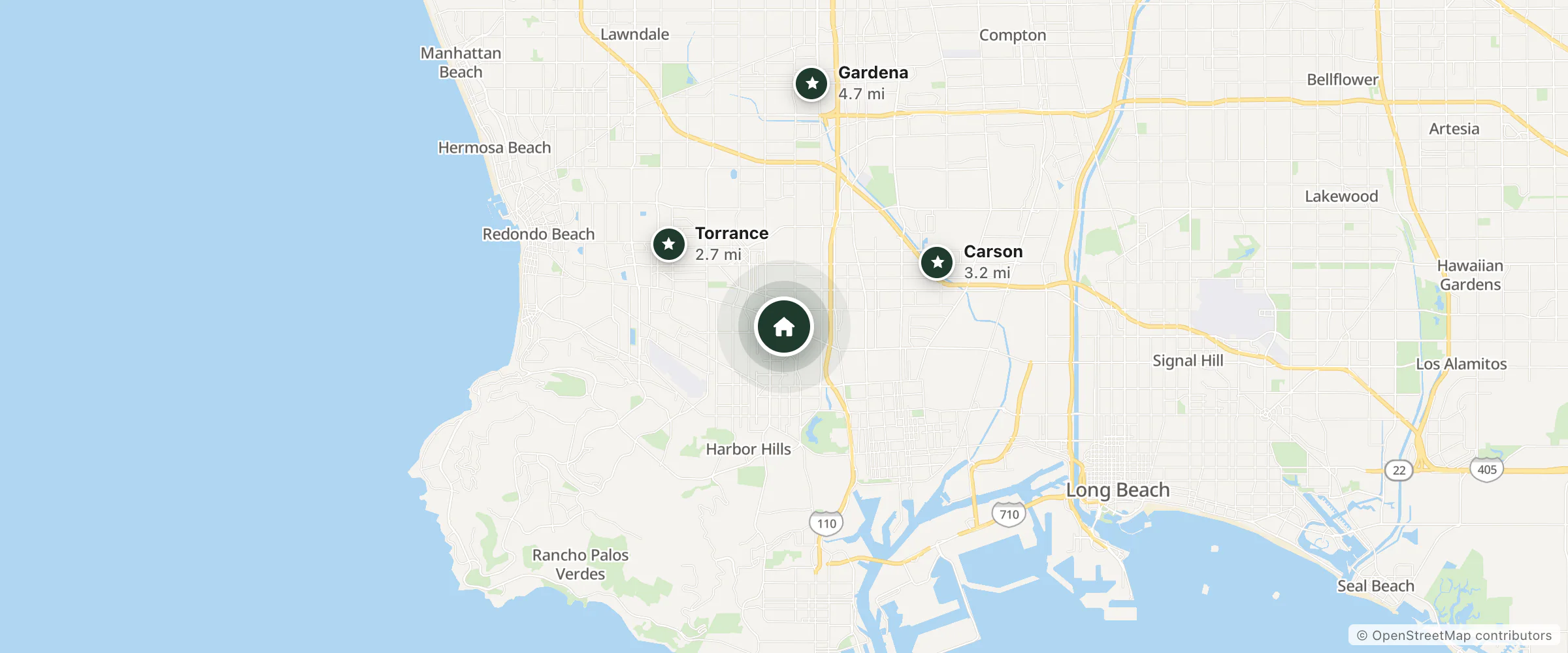 Map of Sweet Life Guest Home and nearby Torrance, Carson and Gardena