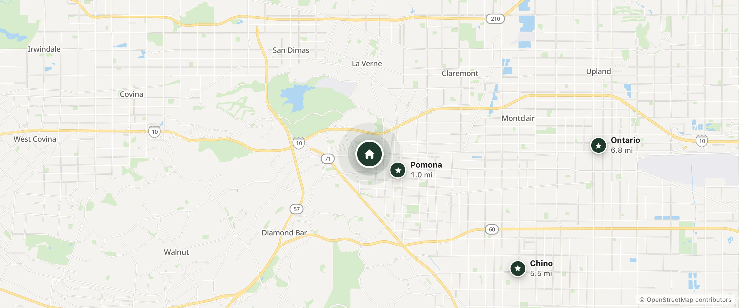 Map of Super Inn and nearby Pomona, Chino and Ontario