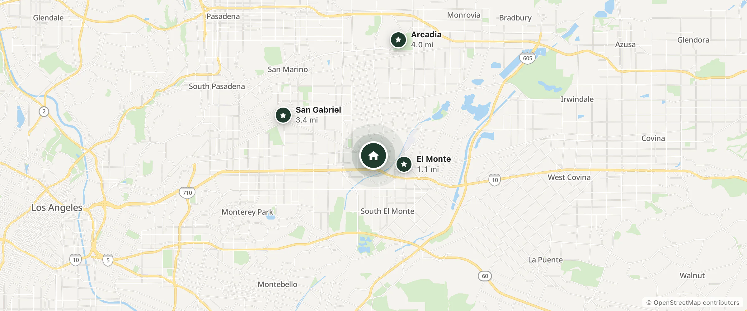 Map of Holiday Inn El Monte - Los Angeles and nearby El Monte, San Gabriel and Arcadia