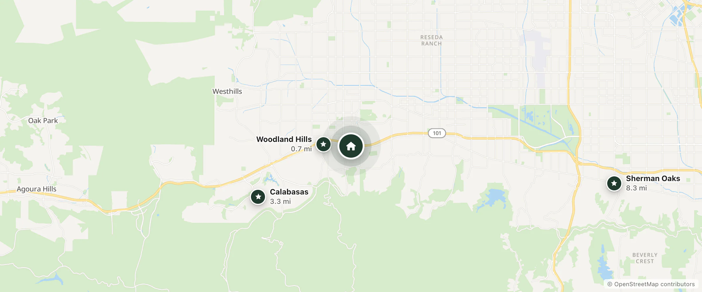 Map of Courtyard by Marriott Los Angeles Woodland Hills and nearby Woodland Hills, Calabasas and Sherman Oaks