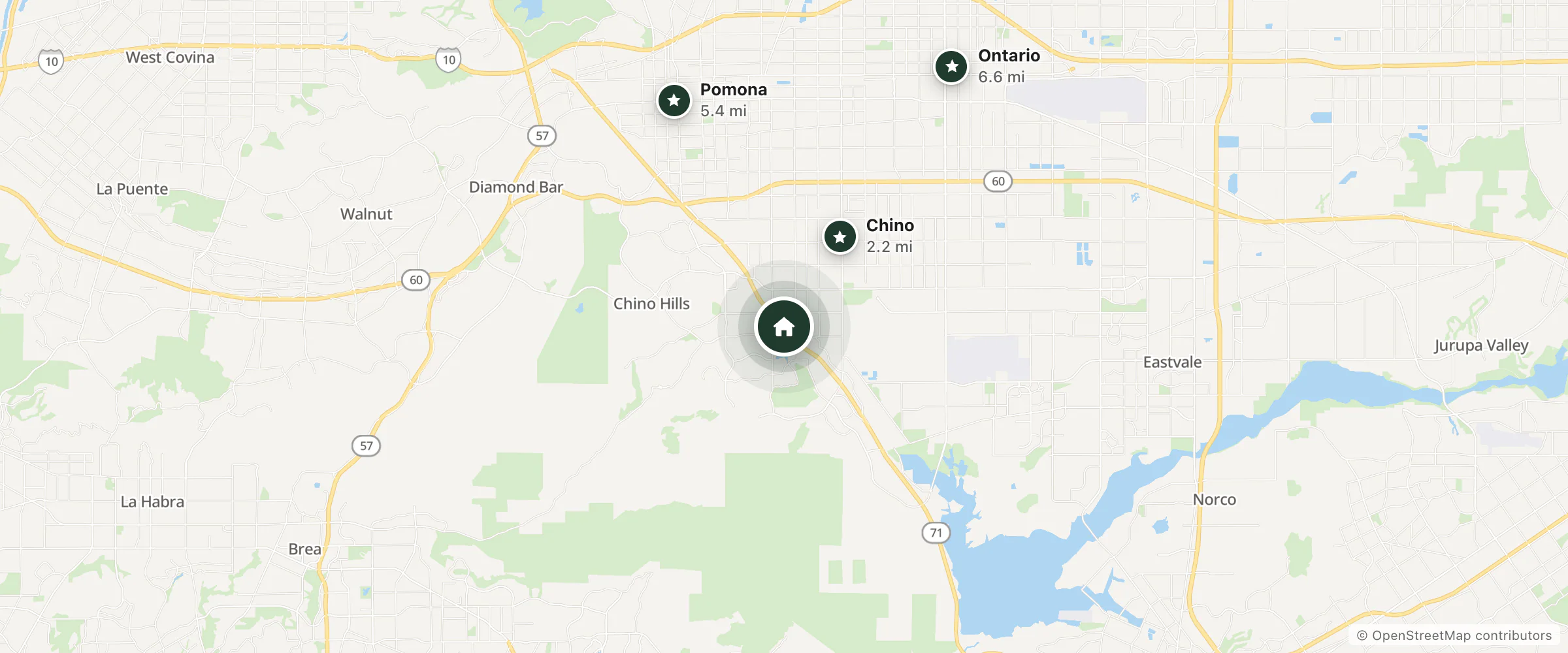 Map of Extended Stay America Suites- Los Angeles - Chino Valley and nearby Chino, Pomona and Ontario
