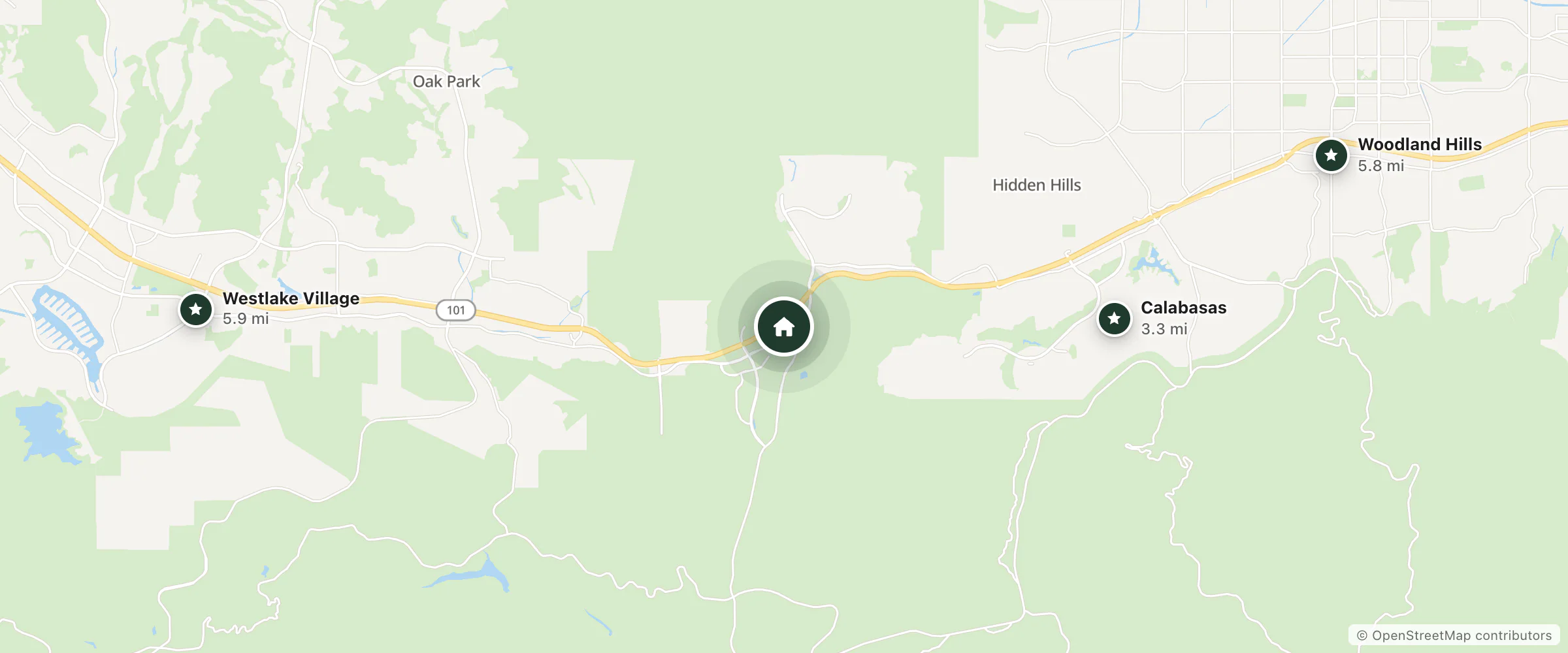 Map of Good Nite Inn and nearby Calabasas, Woodland Hills and Westlake Village