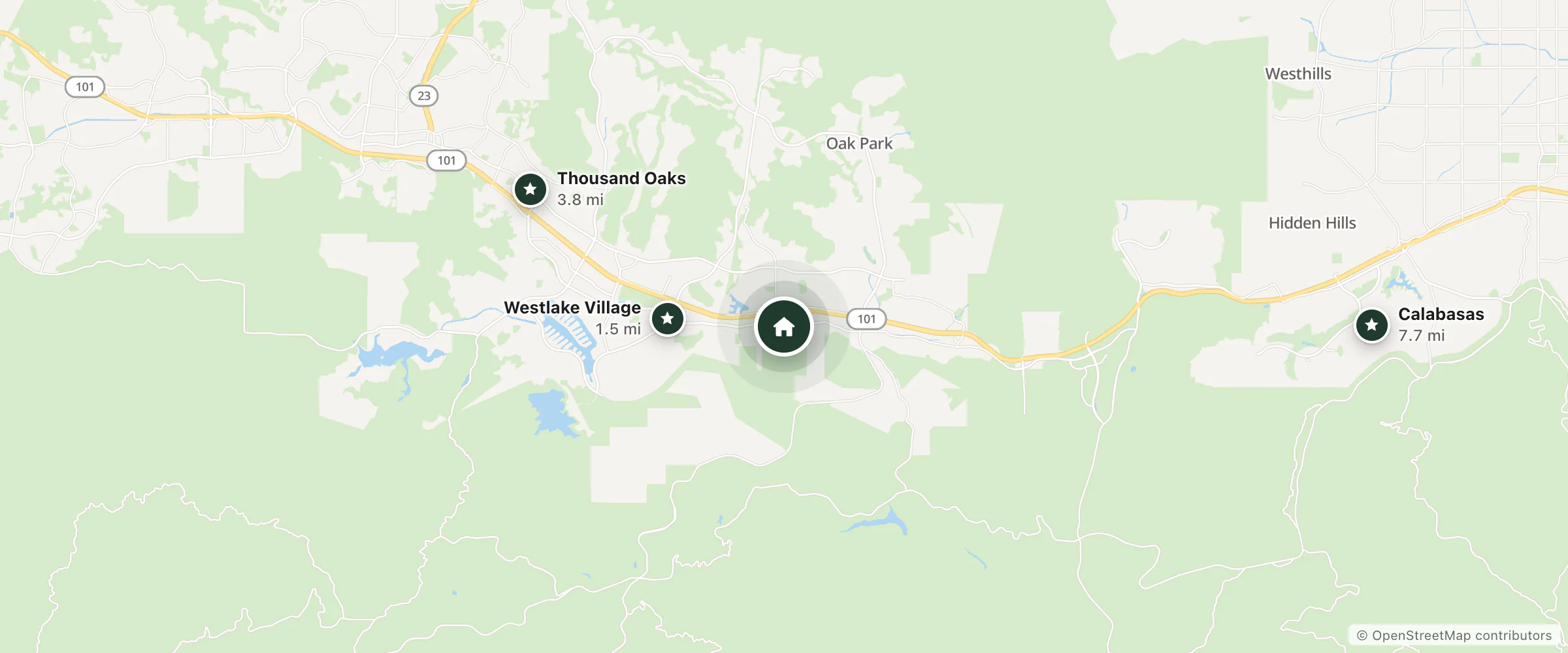 Map of Sheraton and nearby Westlake Village, Thousand Oaks and Calabasas