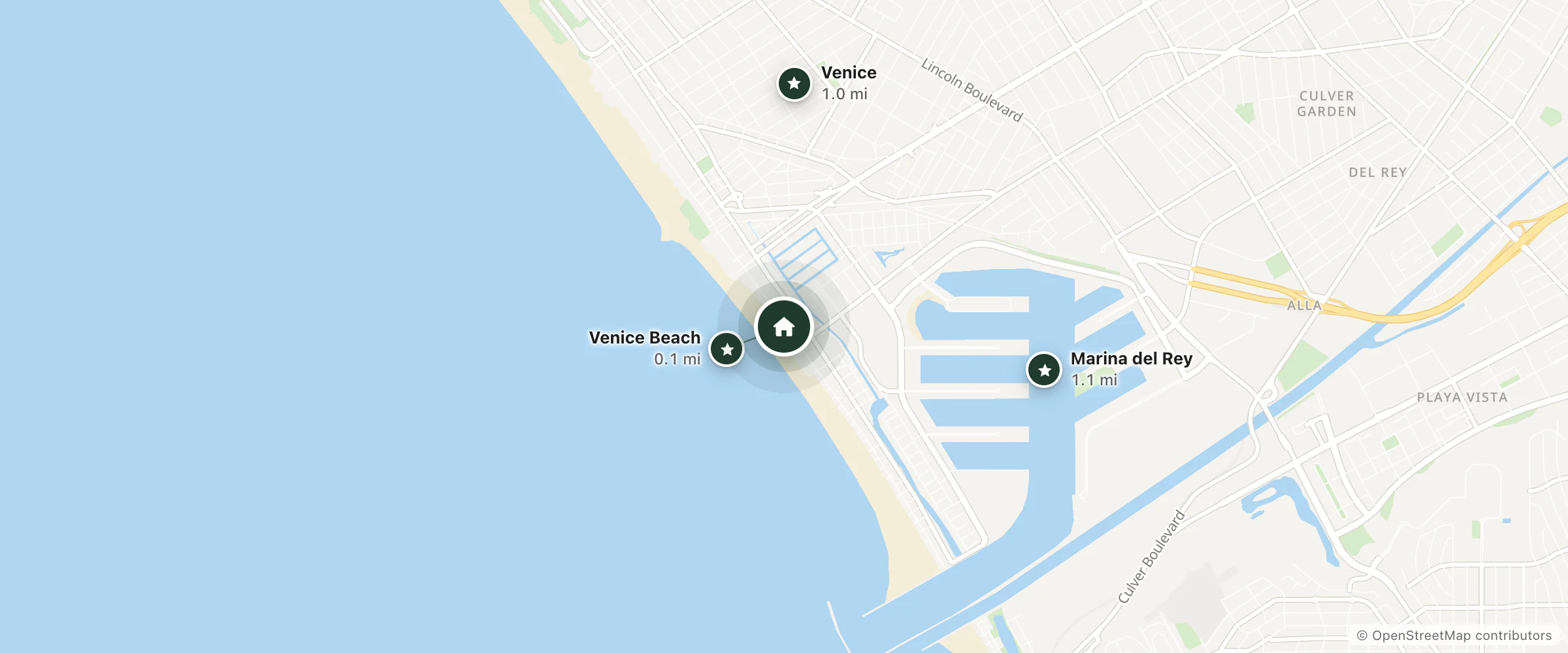 Map of Venice on the Beach Hotel and nearby Venice Beach, Venice and Marina del Rey