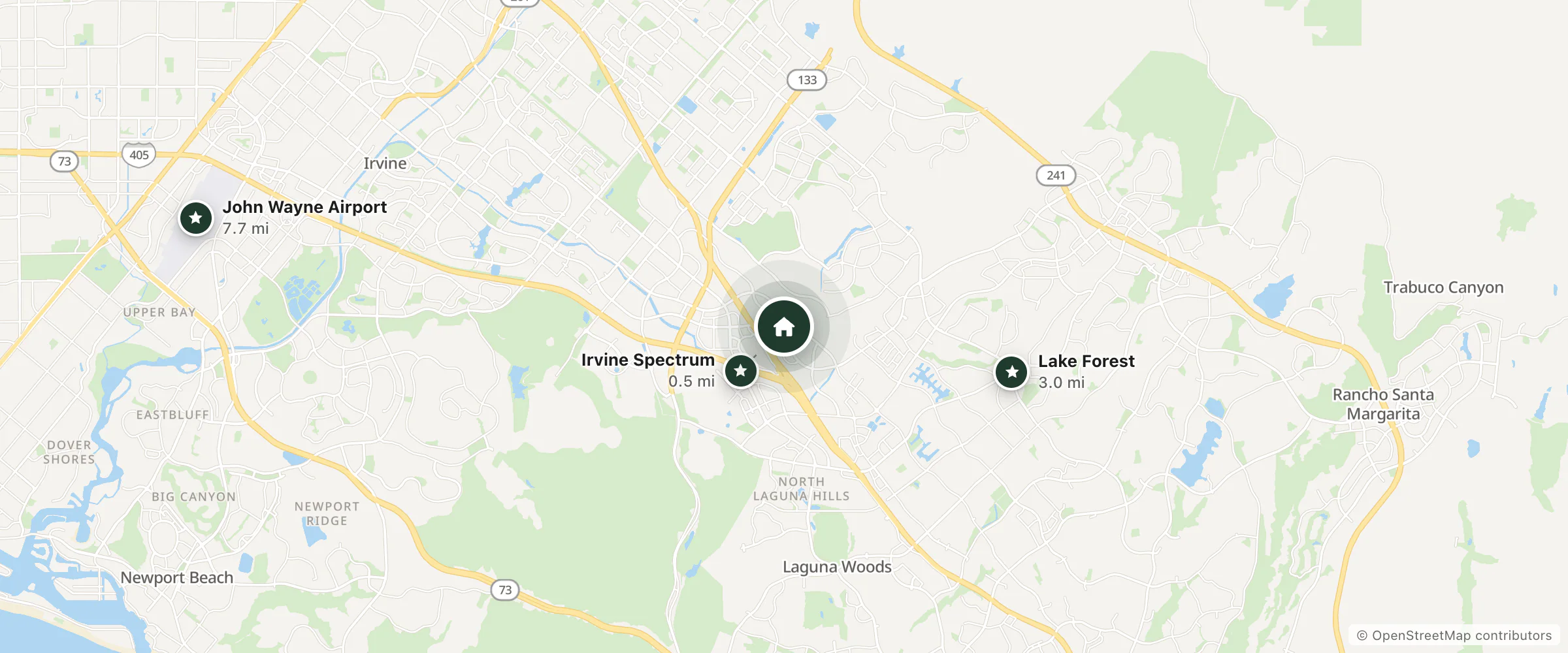 Map of Montage Hotels & Resorts and nearby Irvine Spectrum, Lake Forest and John Wayne Airport