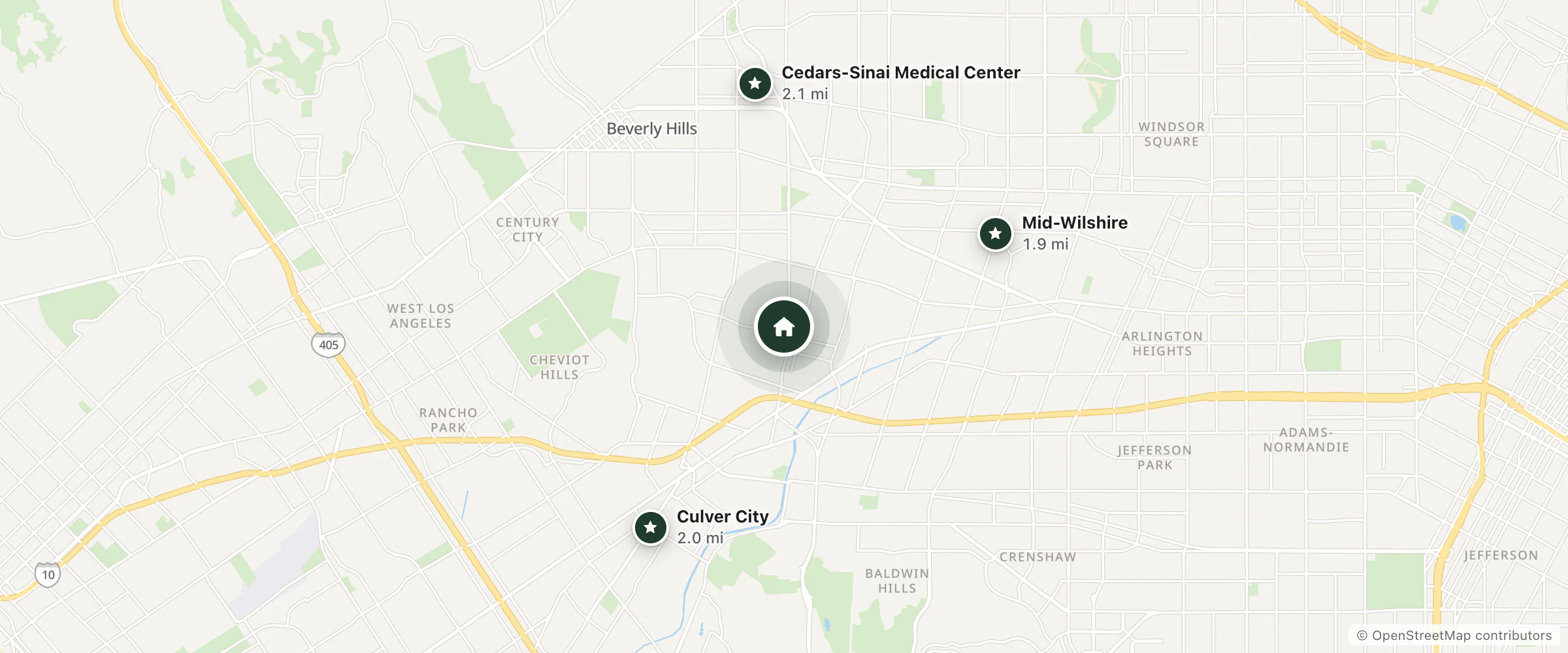 Map of Annes Motel and nearby Mid-Wilshire, Culver City and Cedars-Sinai Medical Center