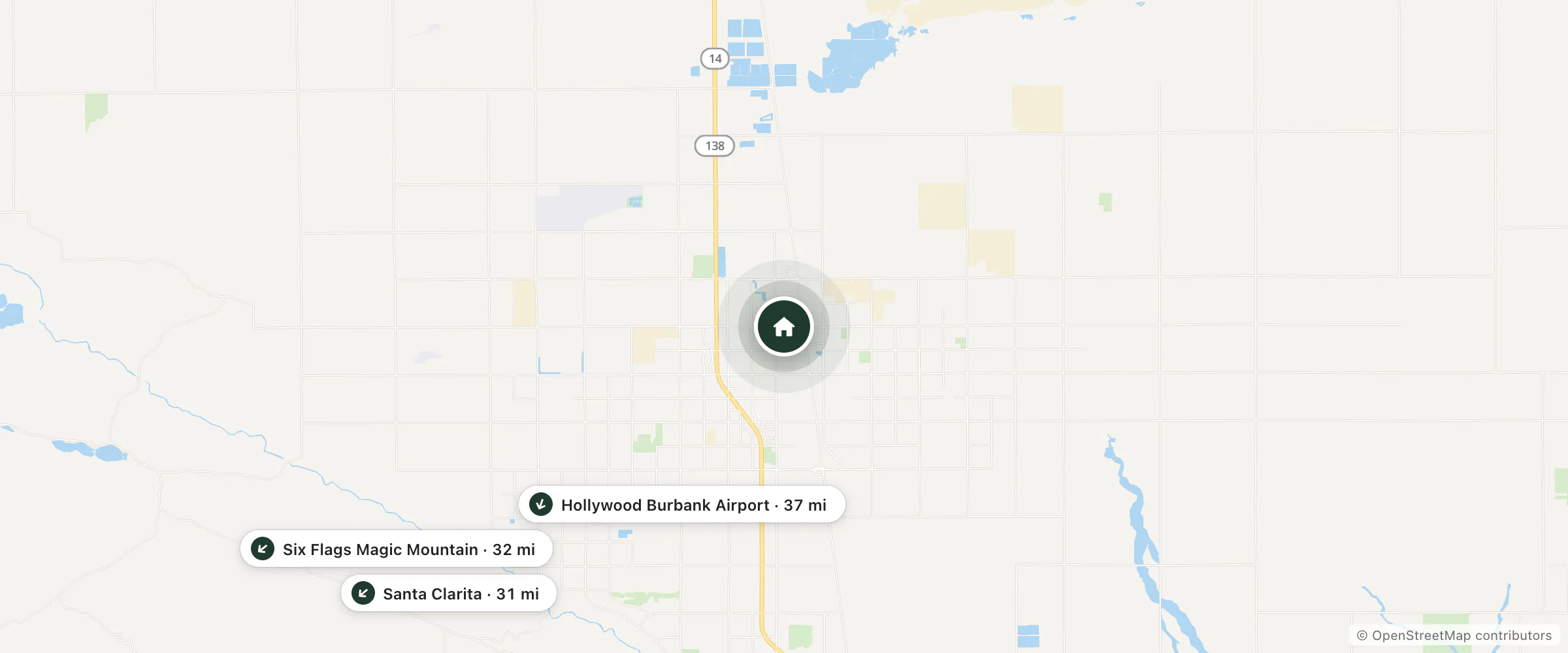Map of Sai Park Motel and nearby Santa Clarita, Six Flags Magic Mountain and Hollywood Burbank Airport