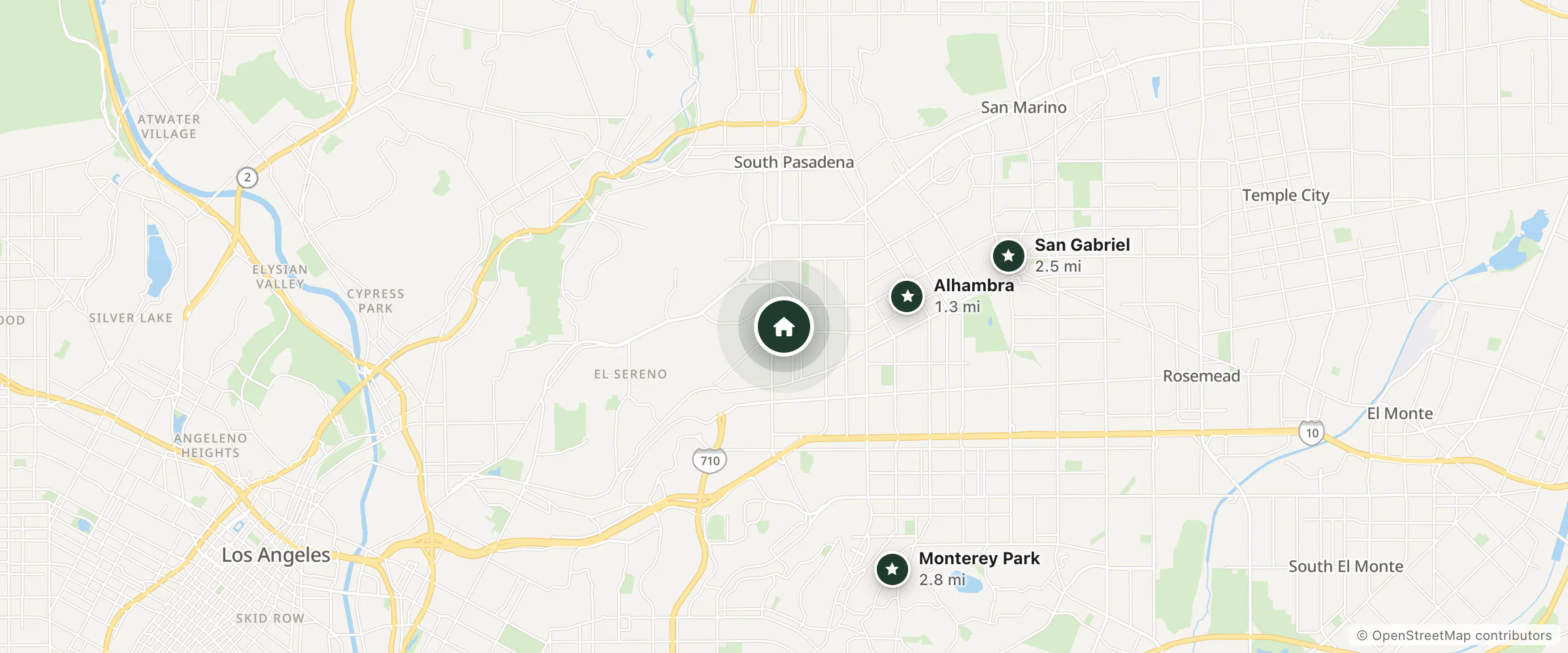 Map of Fremont Inn and nearby Alhambra, San Gabriel and Monterey Park