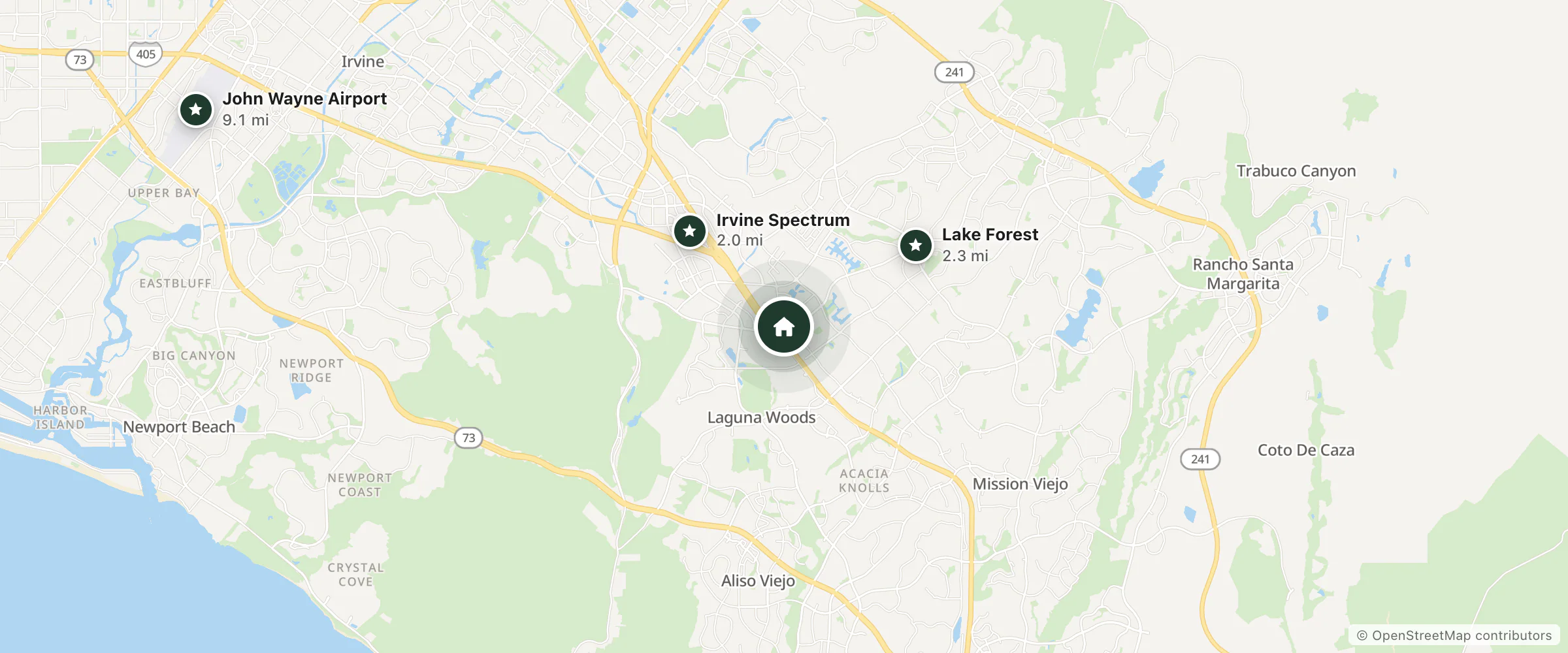Map of SpringHill Suites and nearby Irvine Spectrum, Lake Forest and John Wayne Airport