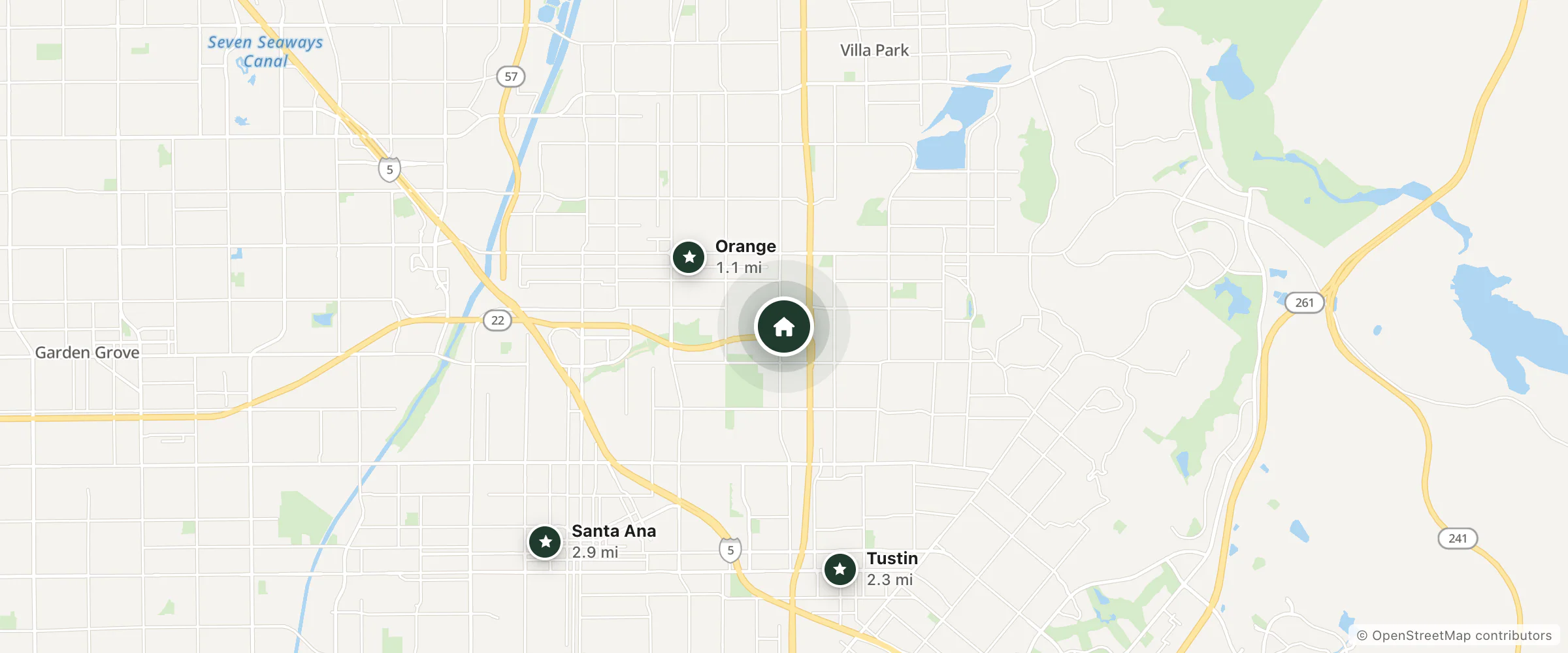 Map of Orange Tustin Inn and nearby Orange, Tustin and Santa Ana