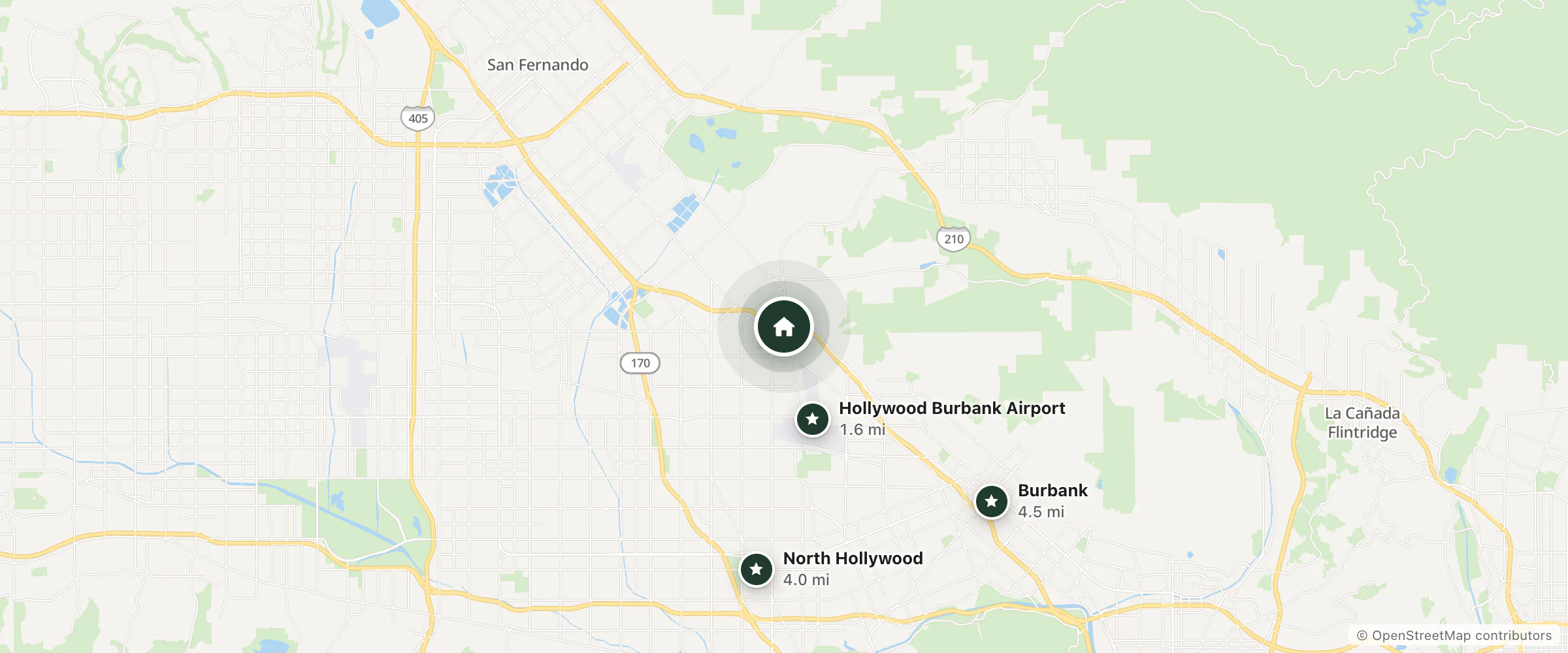 Map of Economy Inn - Burbank Airport and nearby Hollywood Burbank Airport, North Hollywood and Burbank
