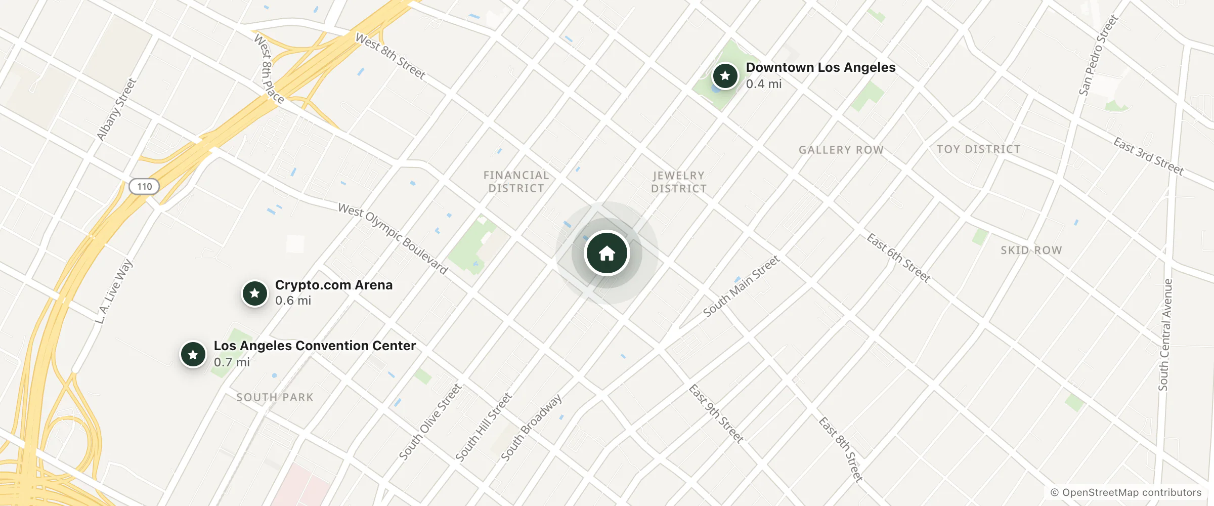 Map of Level Los Angeles - Downtown South Hill and nearby Downtown Los Angeles, Crypto.com Arena and Los Angeles Convention Center