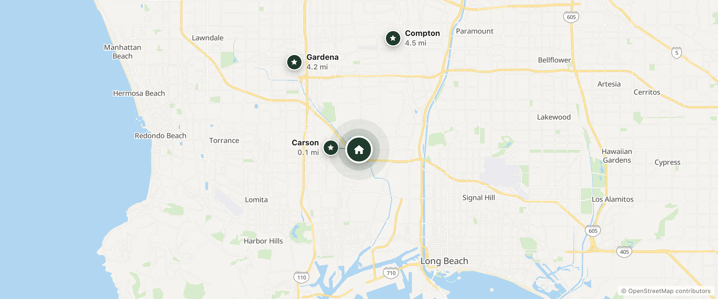 Map of Econo Lodge Carson near StubHub Center and nearby Carson, Gardena and Compton