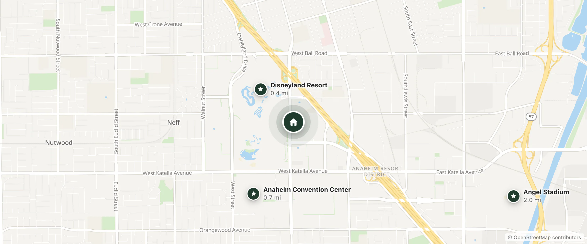 Map of Best Western Plus Park Place Inn - Mini Suites and nearby Disneyland Resort, Anaheim Convention Center and Angel Stadium