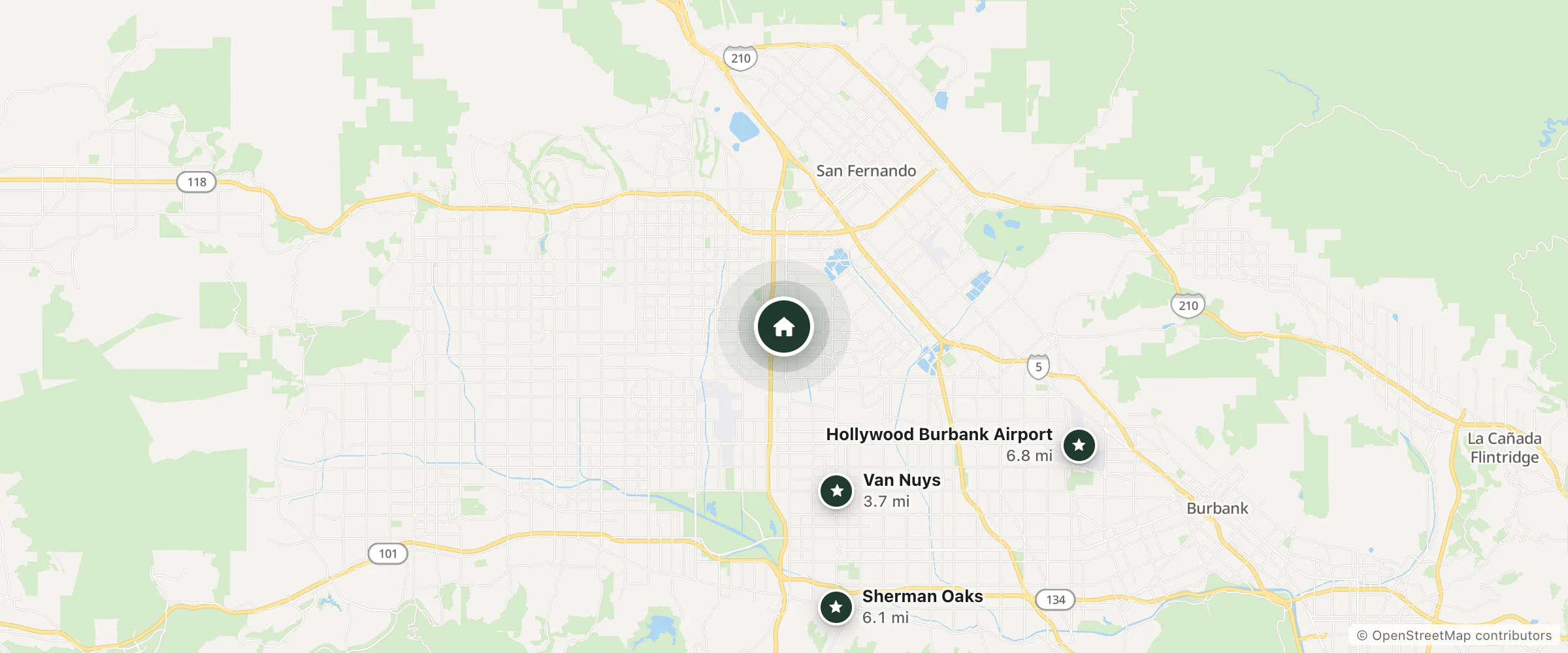 Map of Budget Inn and nearby Van Nuys, Sherman Oaks and Hollywood Burbank Airport
