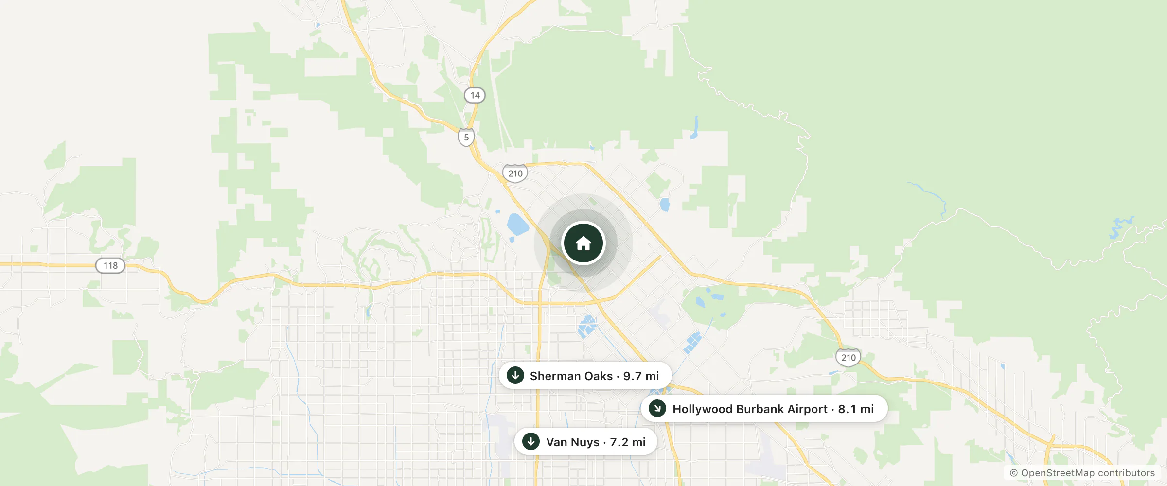 Map of Goldstar Inn and nearby Van Nuys, Hollywood Burbank Airport and Sherman Oaks