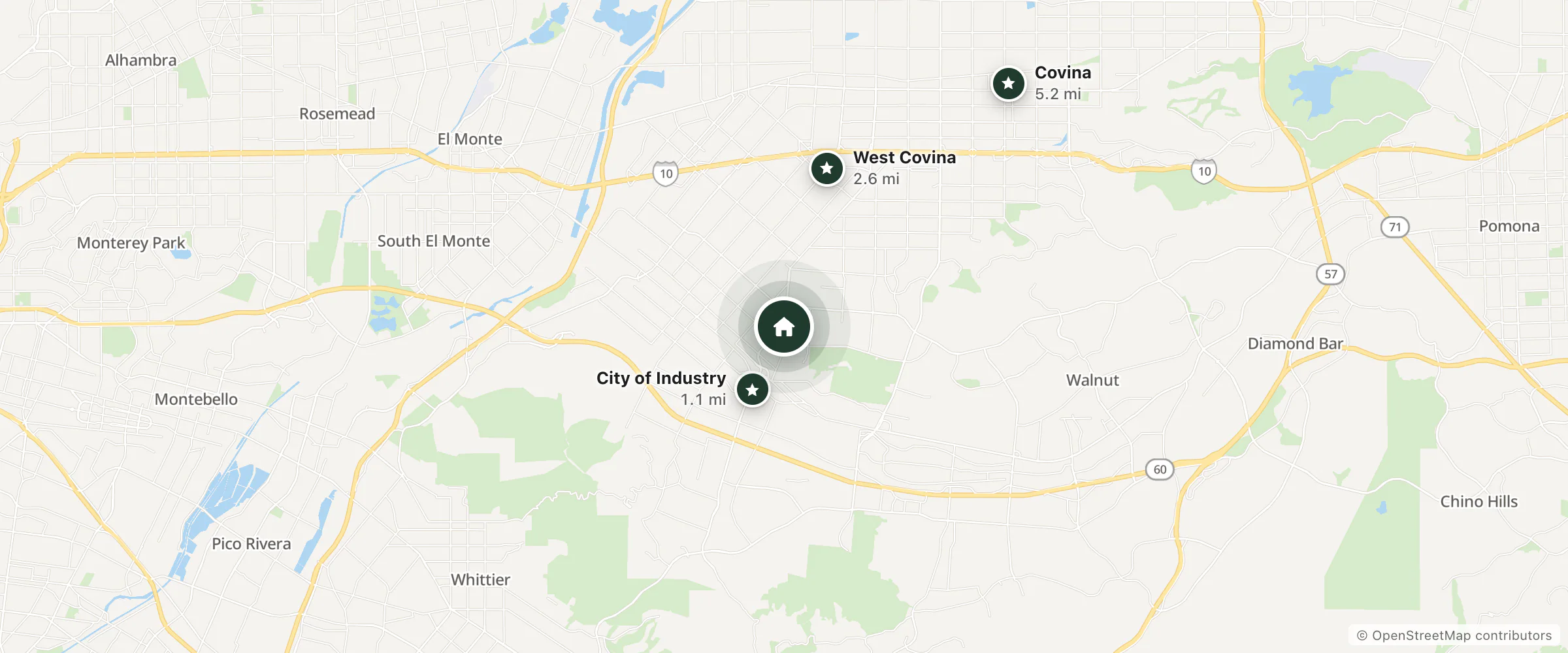 Map of Comfort Suites Near City of Industry - Los Angeles and nearby City of Industry, West Covina and Covina