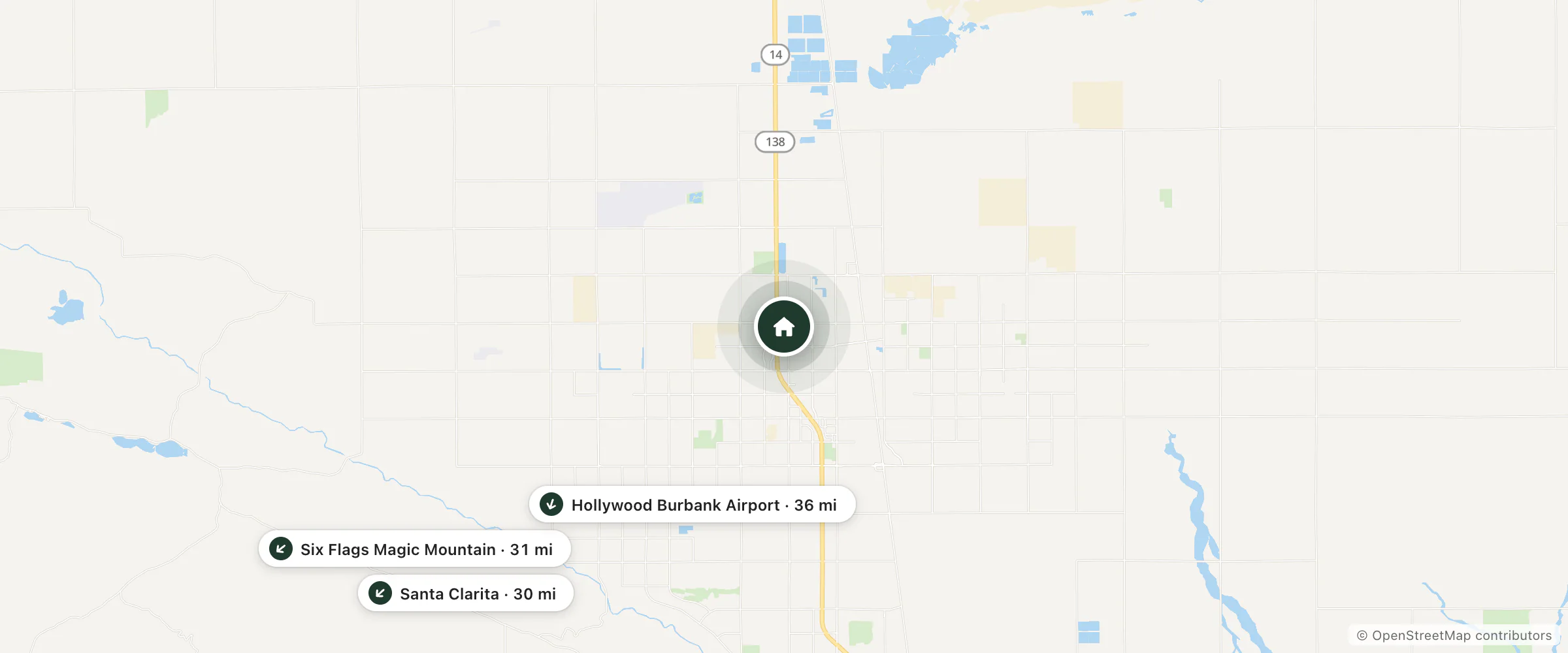 Map of Best Western Plus Desert Poppy Inn and nearby Santa Clarita, Six Flags Magic Mountain and Hollywood Burbank Airport