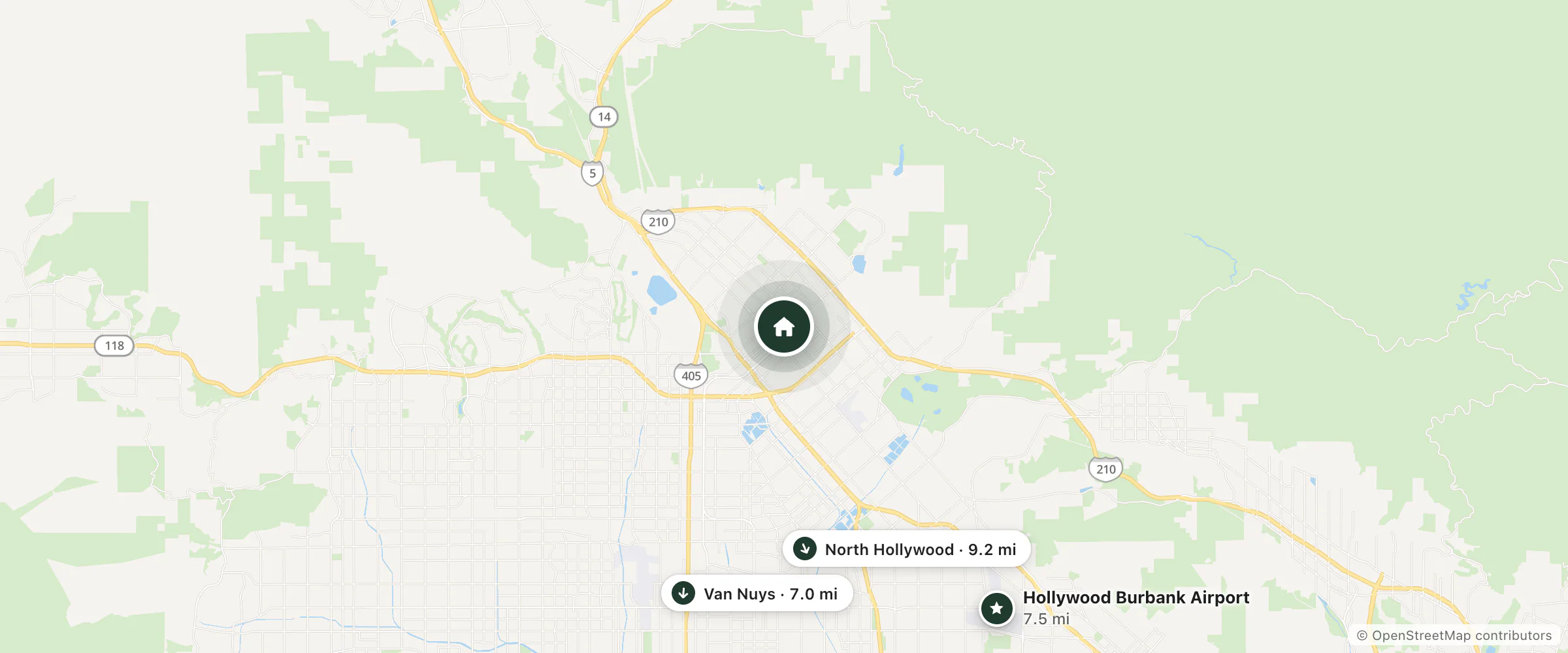 Map of Odd Fellows of San Fernando and nearby Van Nuys, Hollywood Burbank Airport and North Hollywood