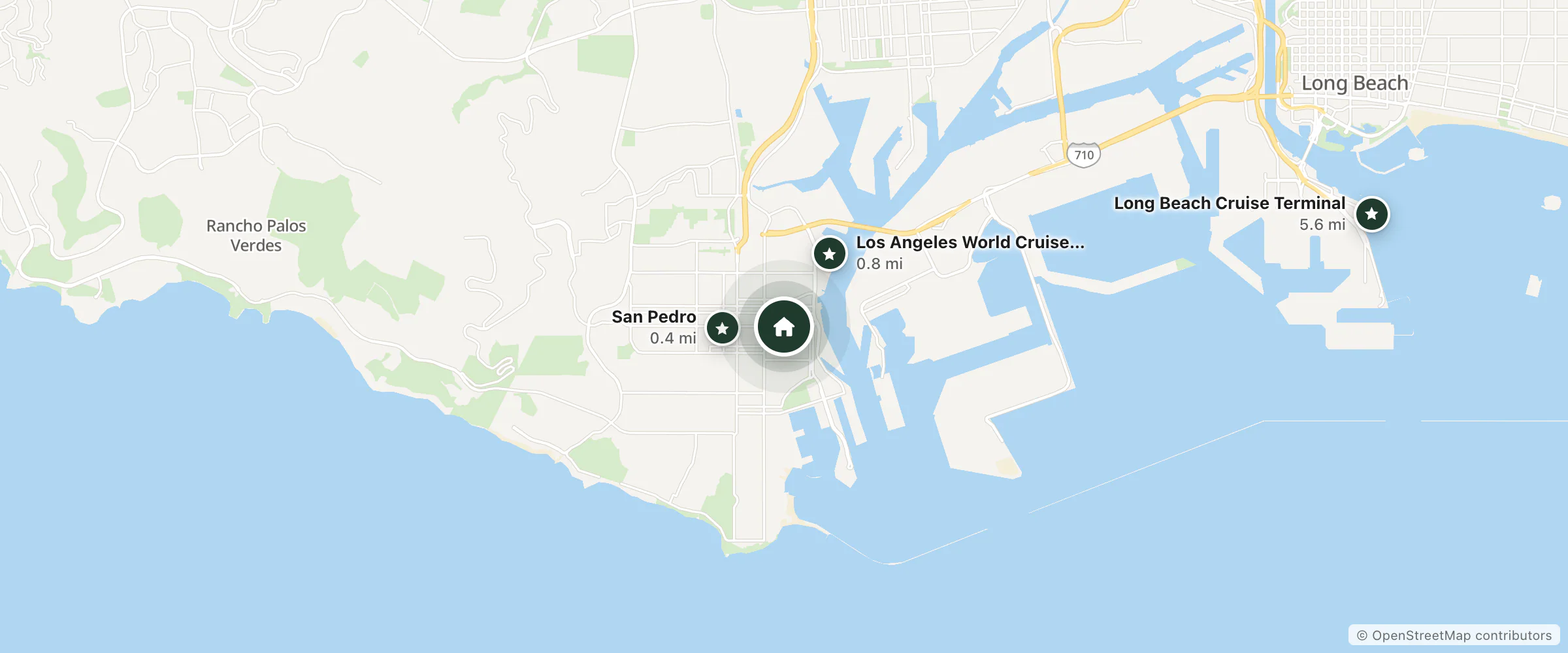 Map of Motel 6 San Pedro- Ca ? Port Of Los Angeles and nearby San Pedro, Los Angeles World Cruise Center and Long Beach Cruise Terminal