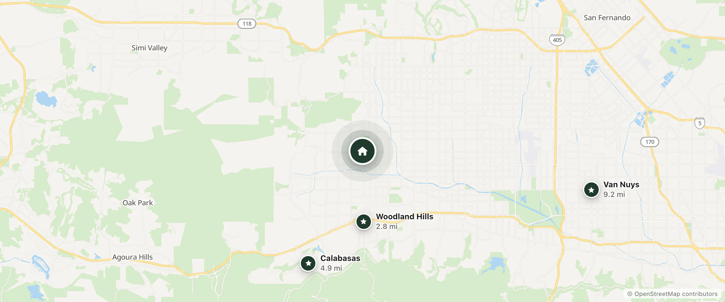 Map of Super 8 by Wyndham Canoga Park and nearby Woodland Hills, Calabasas and Van Nuys