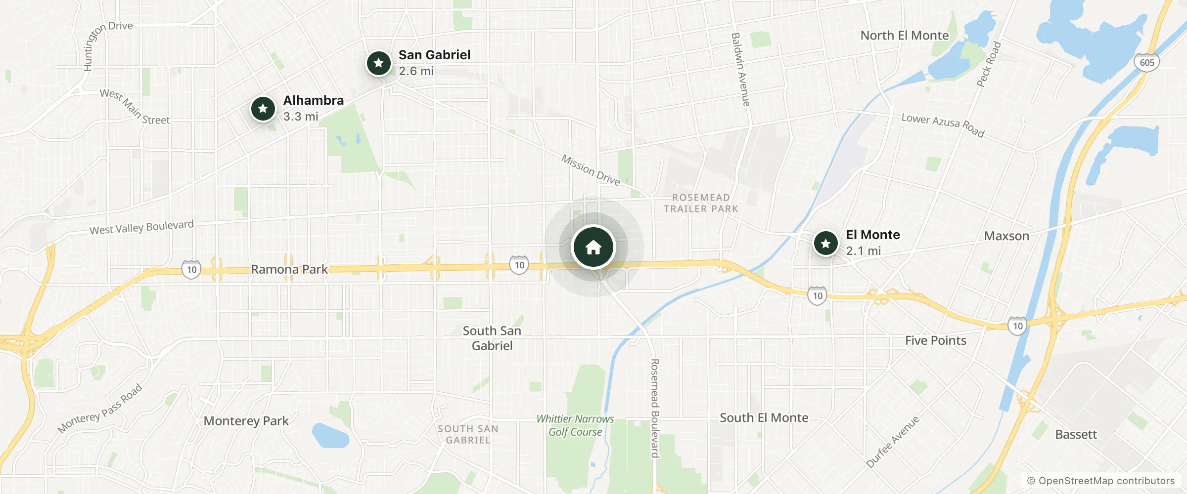 Map of Bokai Garden Hotel and nearby El Monte, San Gabriel and Alhambra