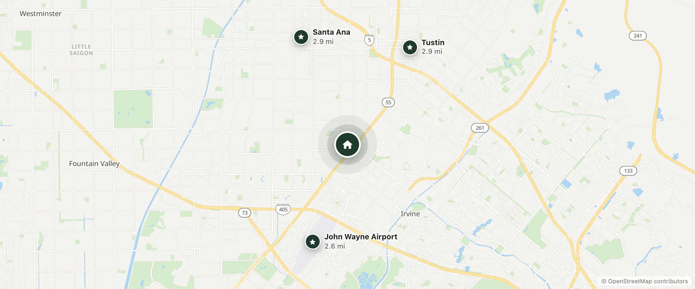 Map of MainStay Suites Orange County John Wayne Airport and nearby John Wayne Airport, Tustin and Santa Ana