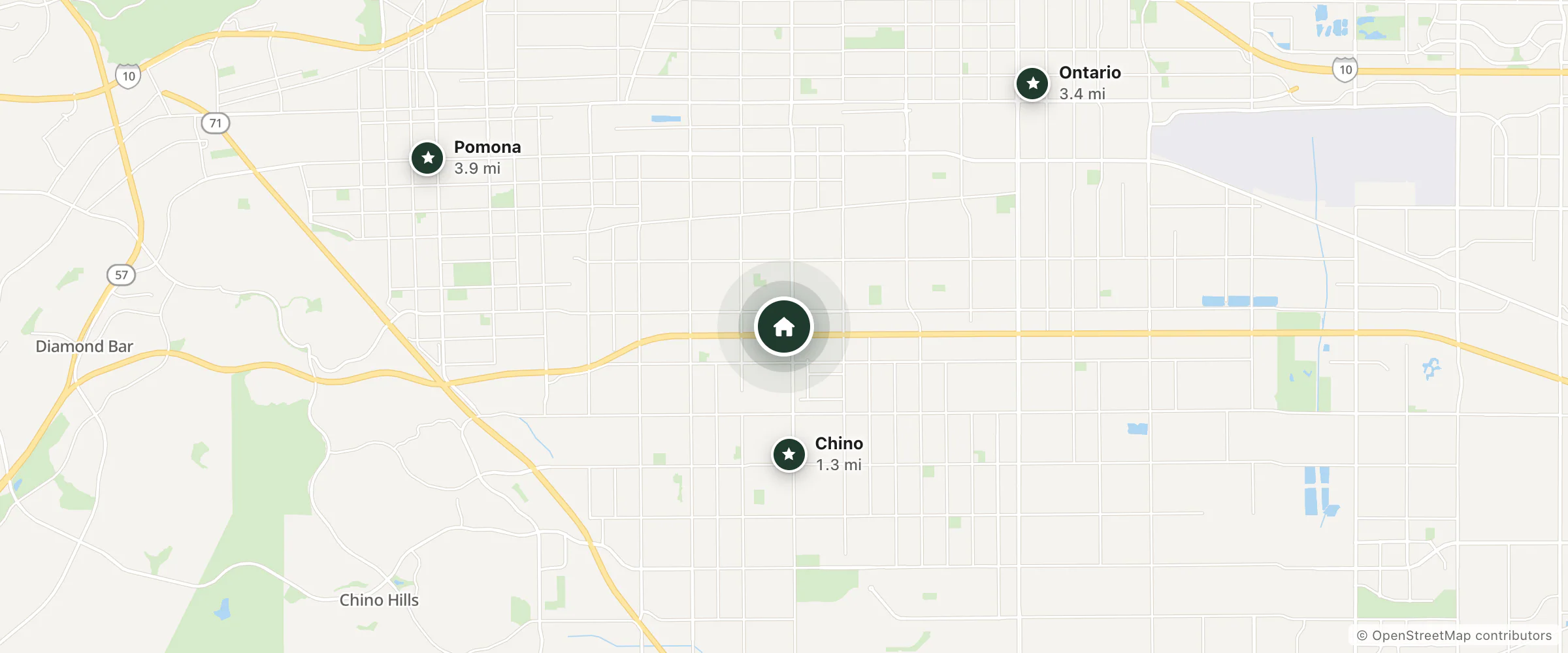 Map of Motel 6 Chino and nearby Chino, Ontario and Pomona