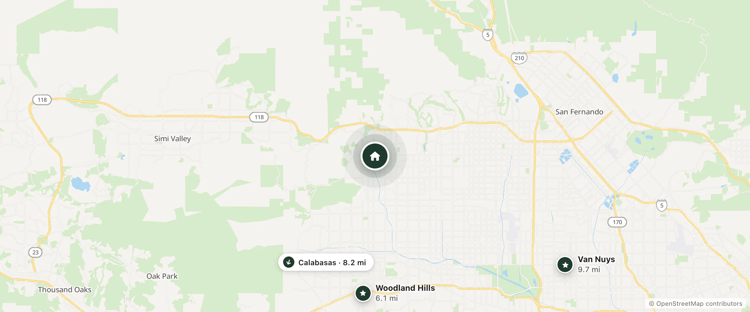 Map of Holiday Inn Express & Suites Chatsworth By Ihg and nearby Woodland Hills, Calabasas and Van Nuys