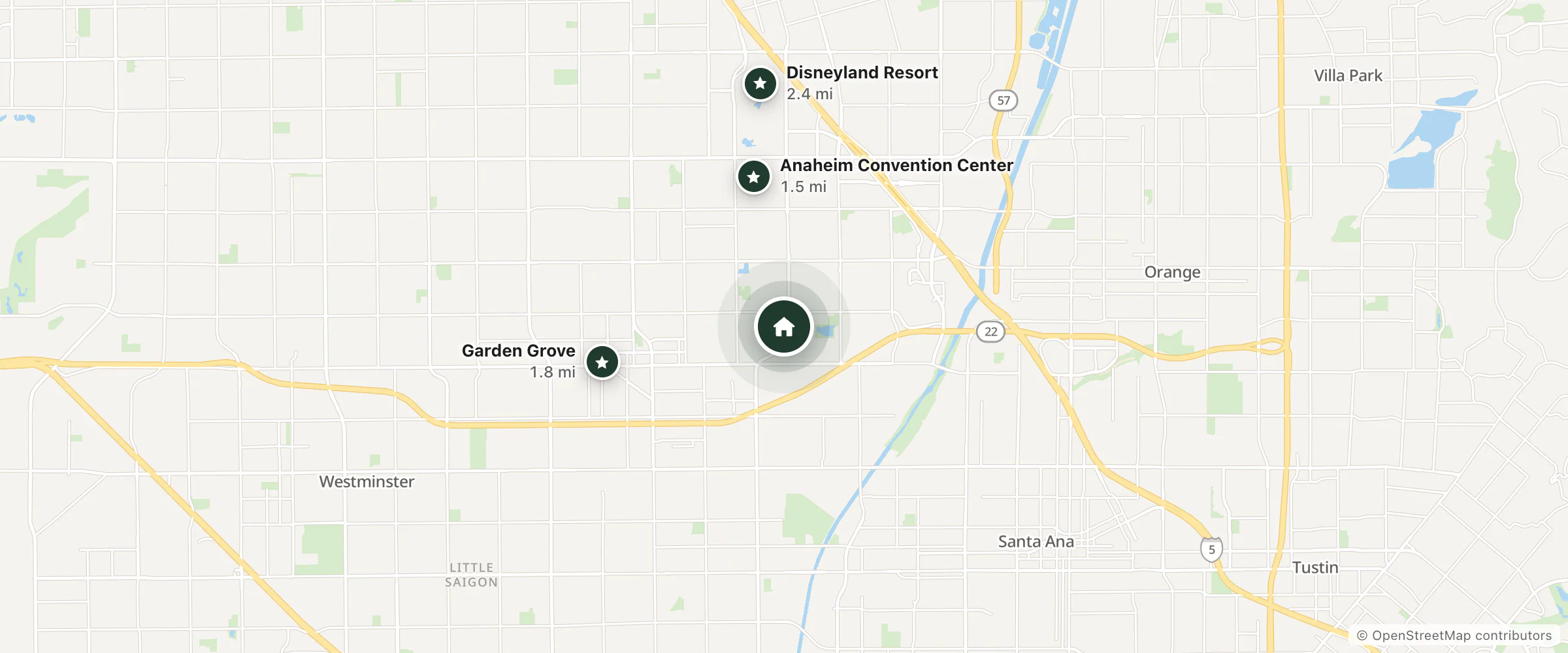 Map of Great Wolf Lodge | Southern California and nearby Anaheim Convention Center, Garden Grove and Disneyland Resort